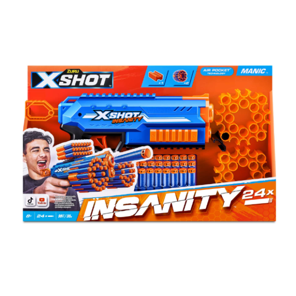 Zuru X-Shot Insanity-Manic Gun Blaster XS-36603 Age- 8 Years & Above
