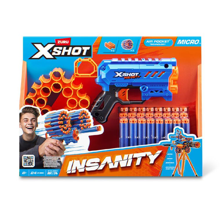 Zuru X Shot Insanity Outdoor Blaster Toy for Kids, Action Play with Darts/Refill Compatibility Age- 8 Years & Above