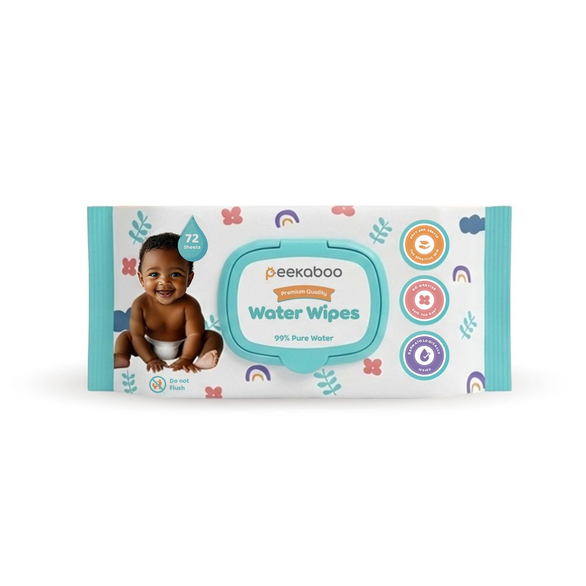 Peekaboo Premium Water Wipes -99% Water Pack of 72 Age- Newborn & Above